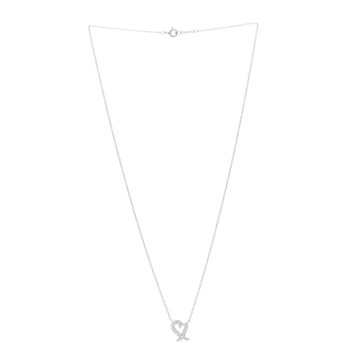 Tiffany Platinum Diamond Paloma Picasso Loving Heart Pendant Necklace 3 of 5