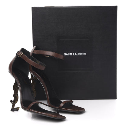 Saint Laurent Calfskin Opyum Sandals 39.5 Brown 10 of 10