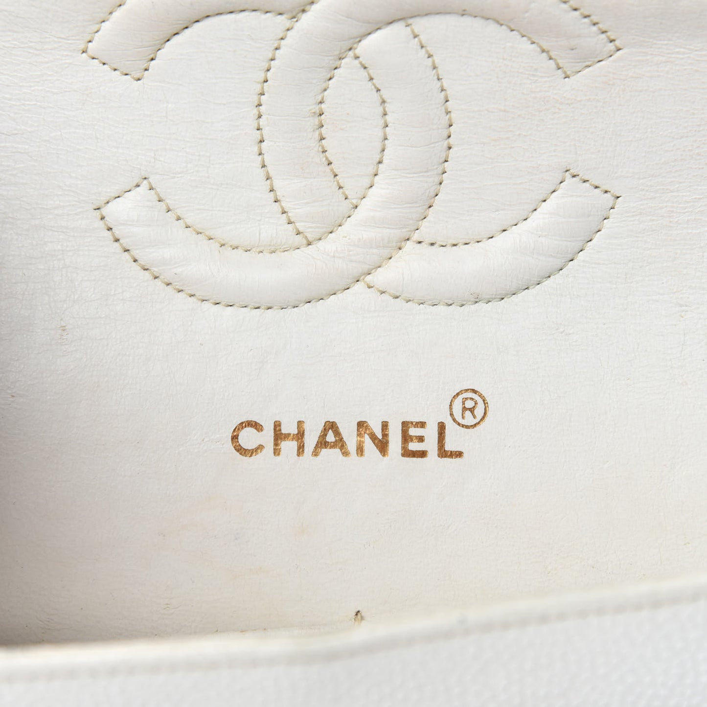 Caviar Quilted Medium Double Flap White