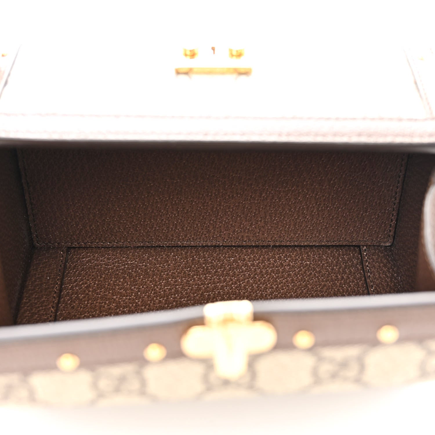 Gucci GG Supreme Monogram Textured Dollar Calfskin Mini Trunk Shoulder Bag Beige Ebony New Acero 5 of 11