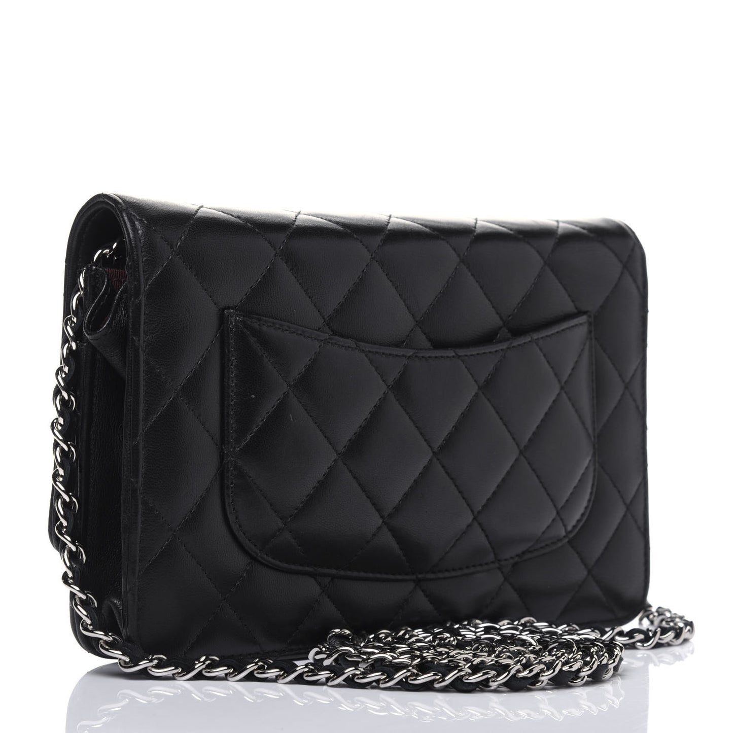 Lambskin Quilted Wallet On Chain WOC Black