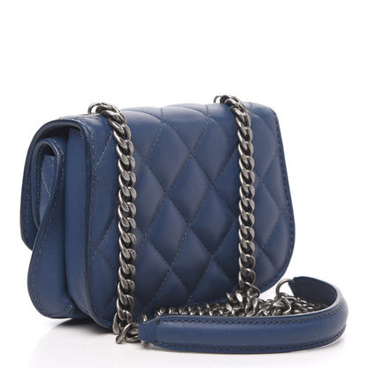 Chanel Lambskin Quilted Mini Natural CC Flap Blue 3 of 13
