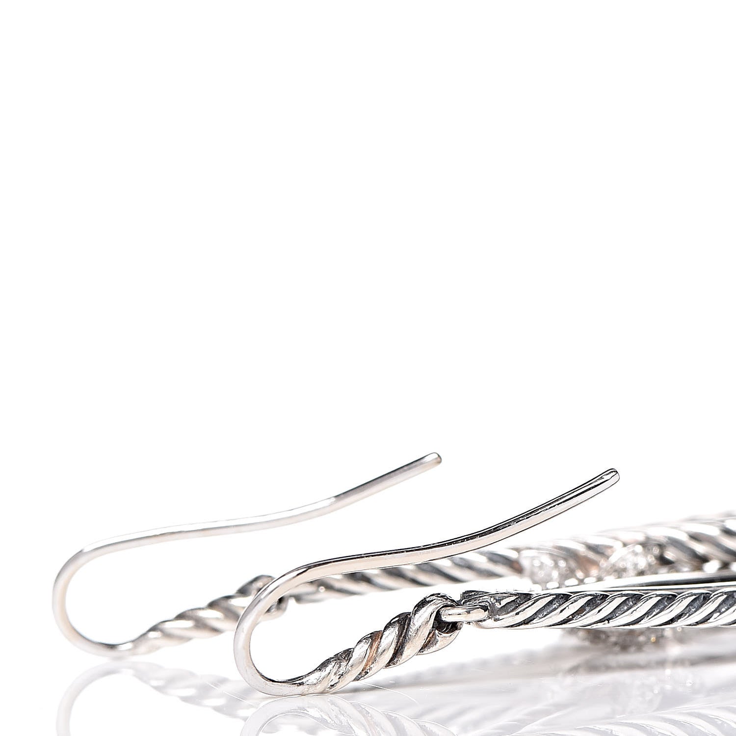David Yurman Sterling Silver Diamond X Drop Earrings 3 of 4