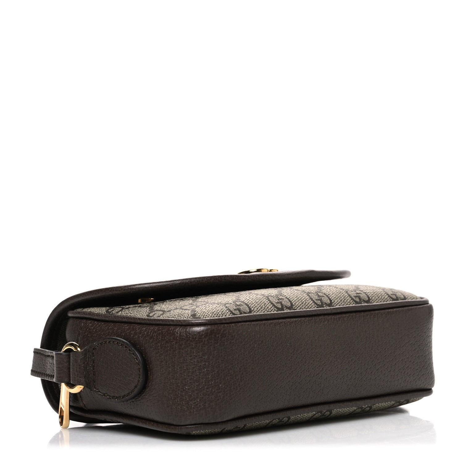 Gucci GG Supreme Monogram Textured Dollar Calfskin Mini Ophidia Flap Shoulder Bag Beige Ebony New Acero 4 of 10