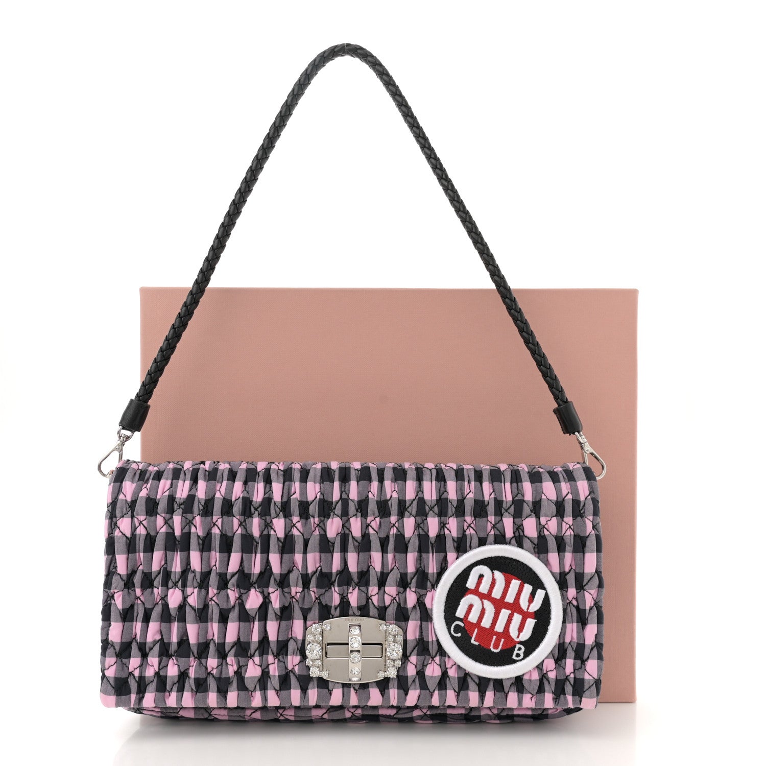 Miu Miu Cotton Matelasse Crystal Flap Shoulder Bag Multicolor 10 of 10