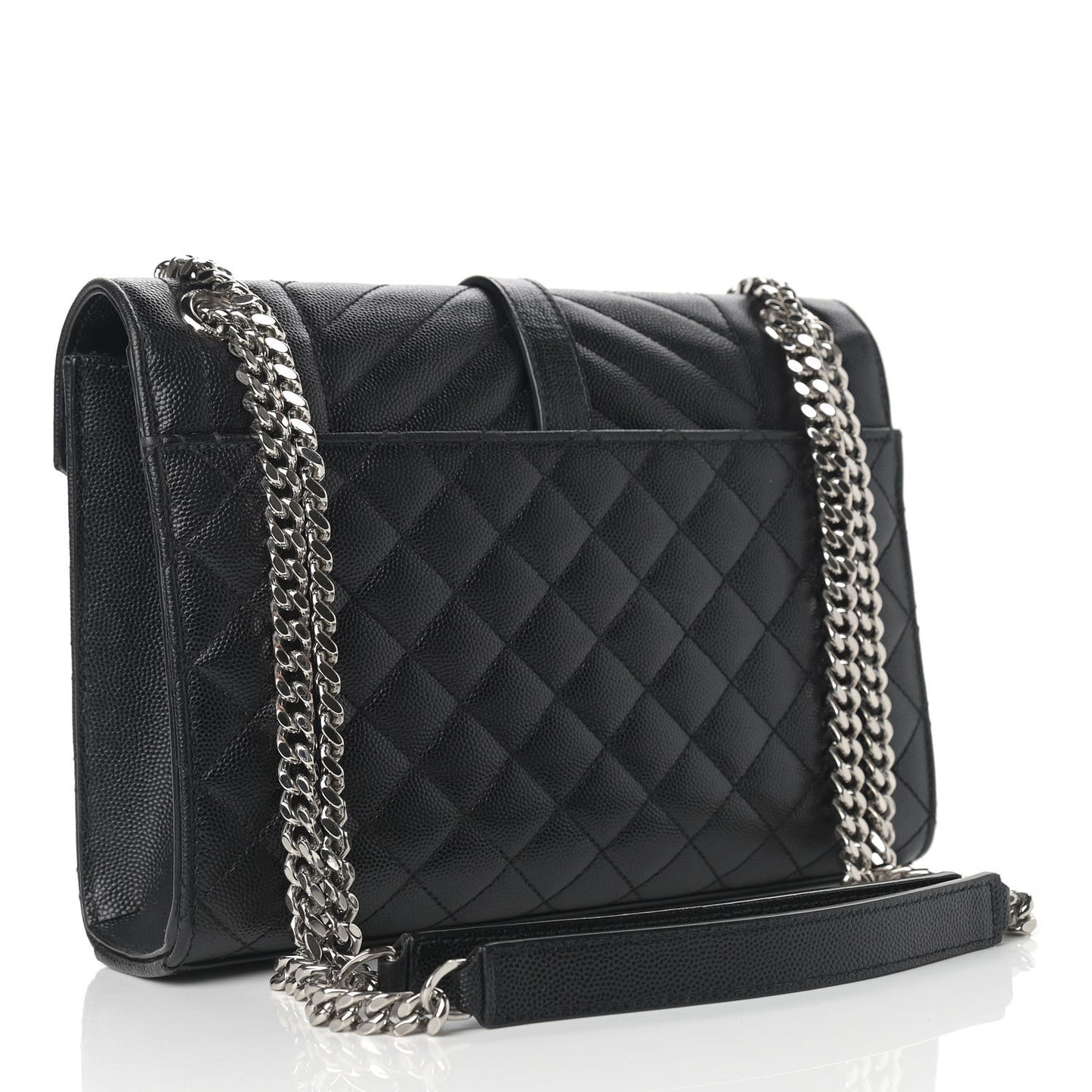 Grain De Poudre Textured Mixed Matelasse Triquilt Medium Monogram Satchel Black