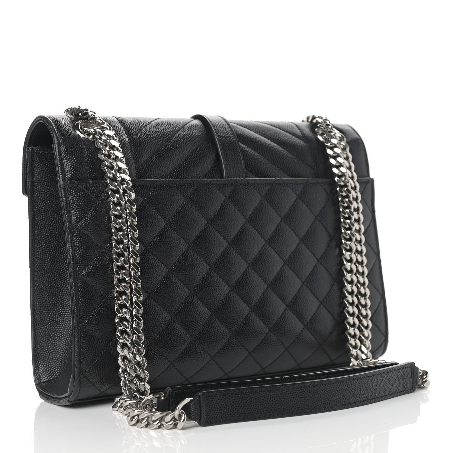 Saint Laurent Grain De Poudre Textured Mixed Matelasse Triquilt Medium Monogram Satchel Black 4 of 10