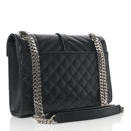 Saint Laurent Grain De Poudre Textured Mixed Matelasse Triquilt Medium Monogram Satchel Black 4 of 10