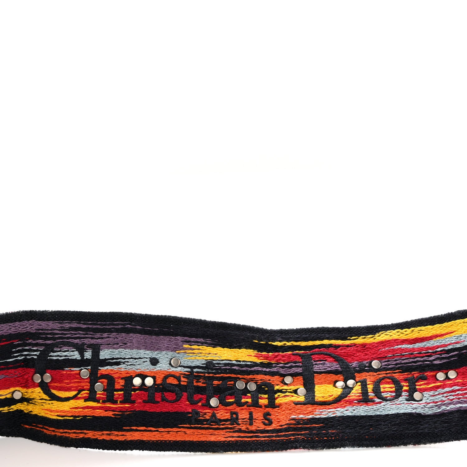 Christian Dior Canvas Embroidered Studded Rainbow Shoulder Strap 3 of 5