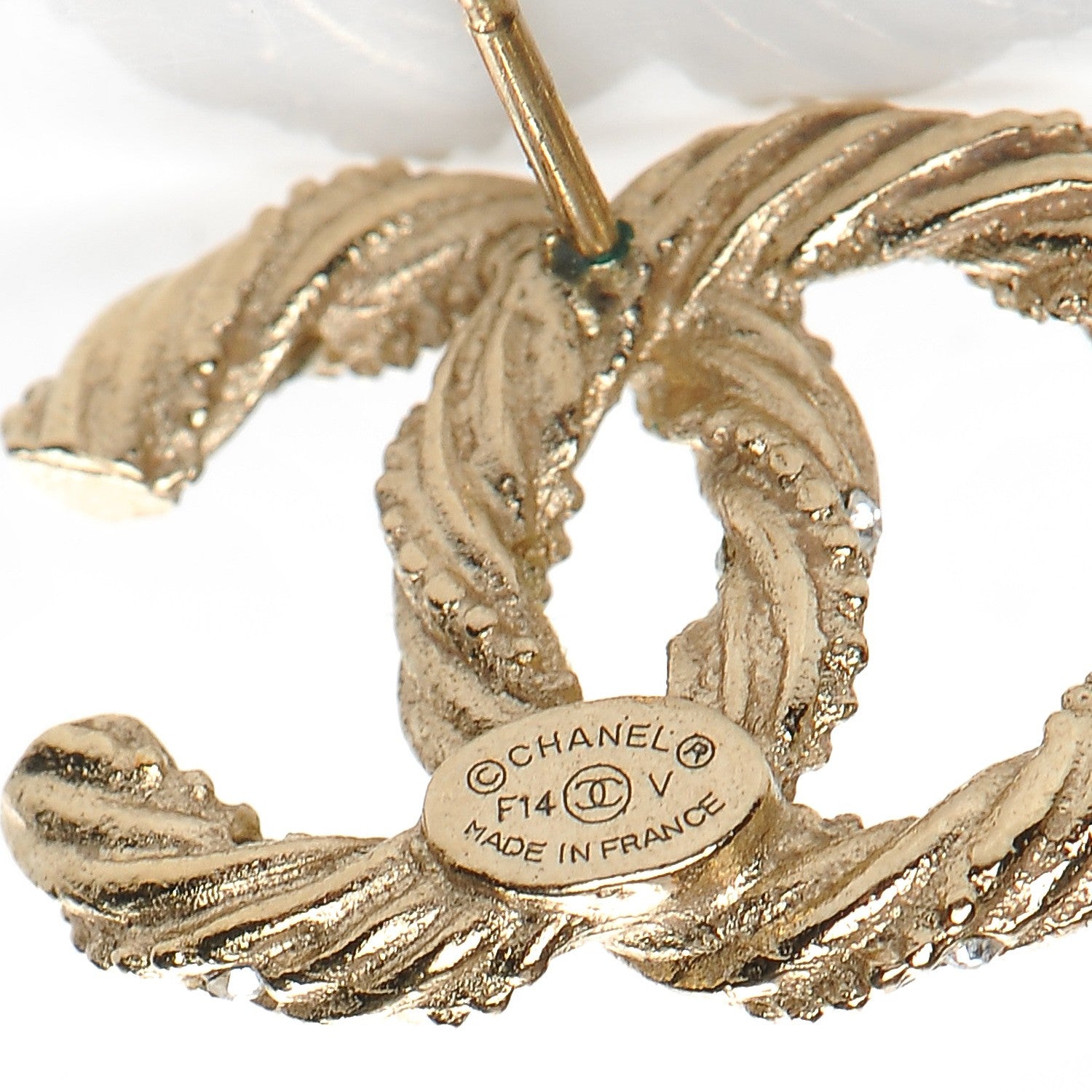 Chanel Crystal Twisted CC Earrings Gold 4 of 5