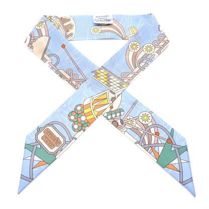 Hermes Silk Odyssey Twilly Beige Bleu Ciel Jaune Vif 1 of 4