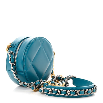 Chanel Lambskin Quilted Chanel 19 Round Clutch With Chain Blue 3 of 10