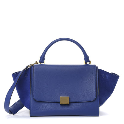 Celine Drummed Calfskin Suede Small Trapeze Indigo 1 of 9