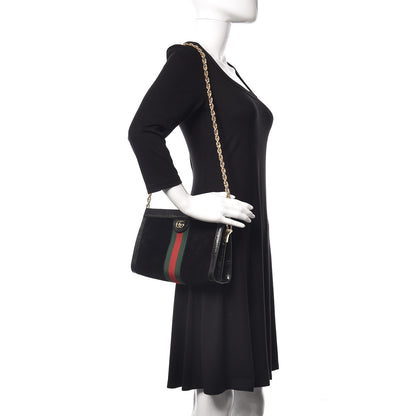 Gucci Suede Patent GG Web Small Ophidia Chain Shoulder Bag Black 2 of 13