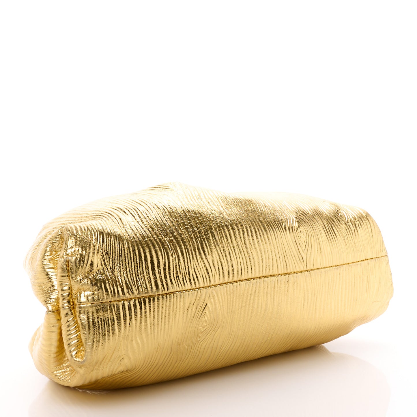Metallic Bark Calfskin Embossed The Pouch Oversized Clutch Oro