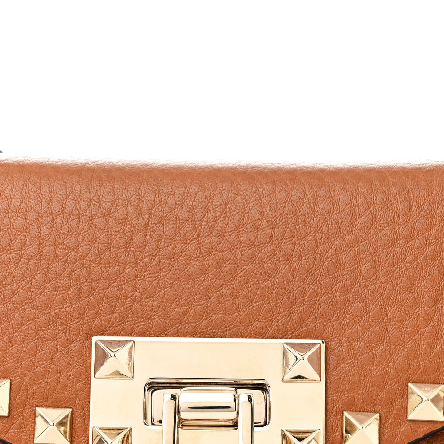 Pebbled Calfskin Small Rockstud Single Handle Flap Bag Light Cuir