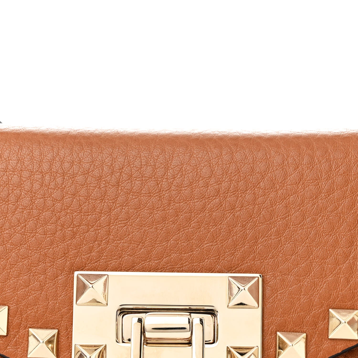 Valentino Garavani Pebbled Calfskin Small Rockstud Single Handle Flap Bag Light Cuir 8 of 10