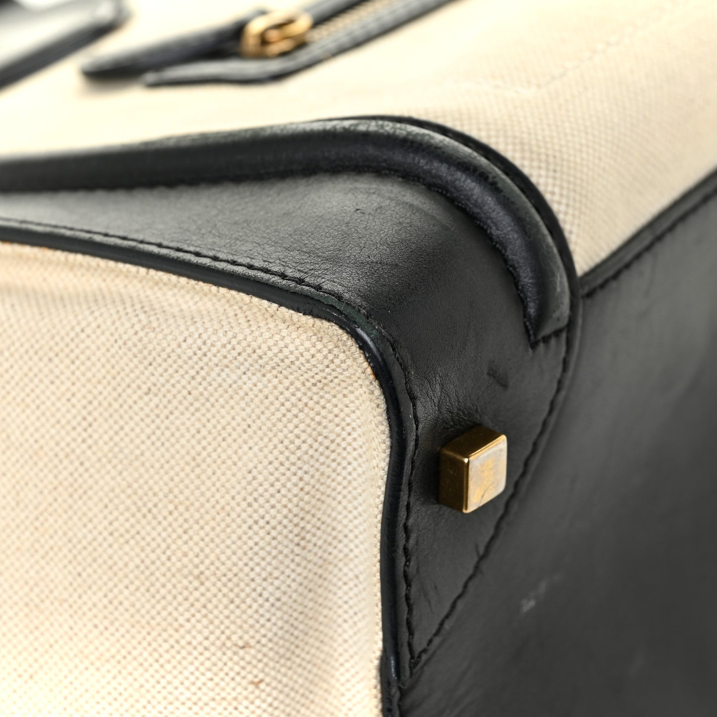 Natural Canvas Smooth Calfskin Mini Luggage Cream