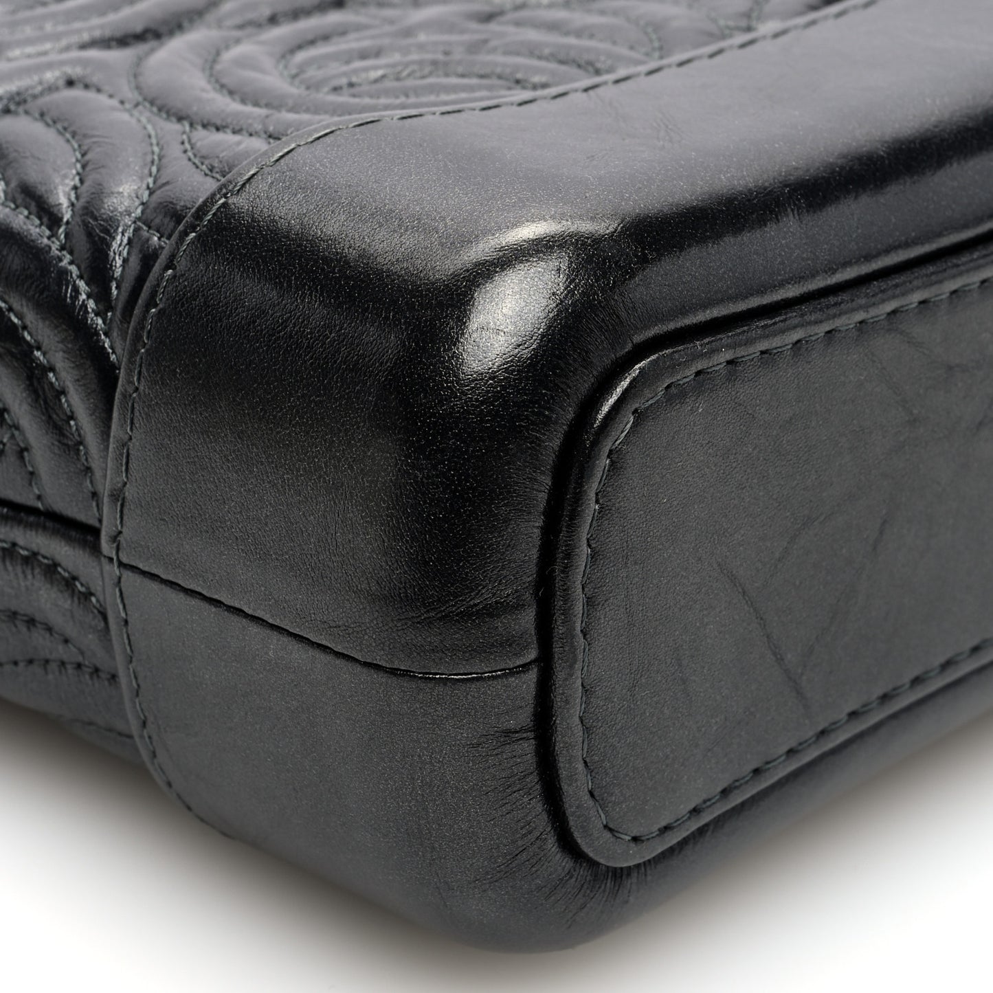 Aged Calfskin CC Quilted Small Gabrielle Hobo Black