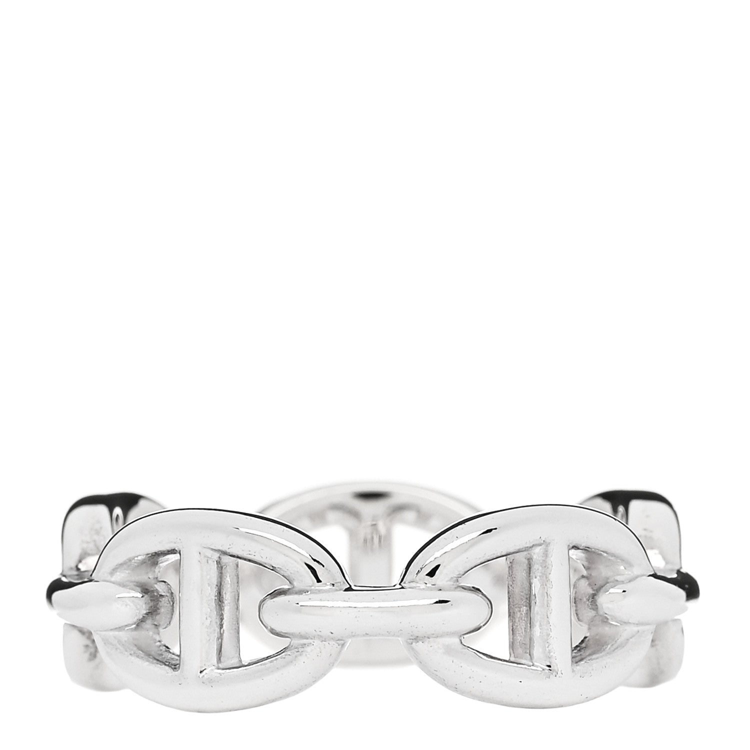 Hermes Sterling Silver PM Chaine d'Ancre Enchainee Band Ring 58 8.5 3 of 7