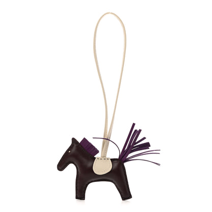 Hermes Milo Lambskin Grigri Rodeo Horse Bag Charm PM Rouge Sellier Craie Violet 1 of 5