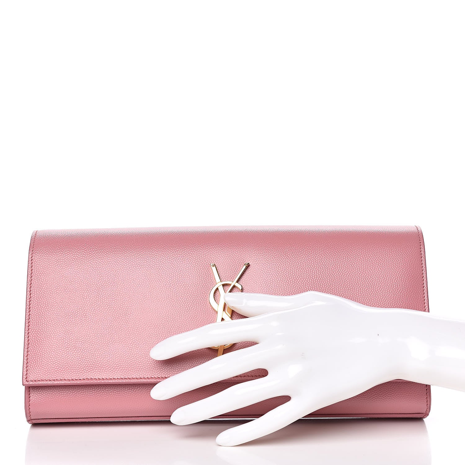 Saint Laurent Grain De Poudre Classic Monogram Cassandre Clutch Pink 2 of 10