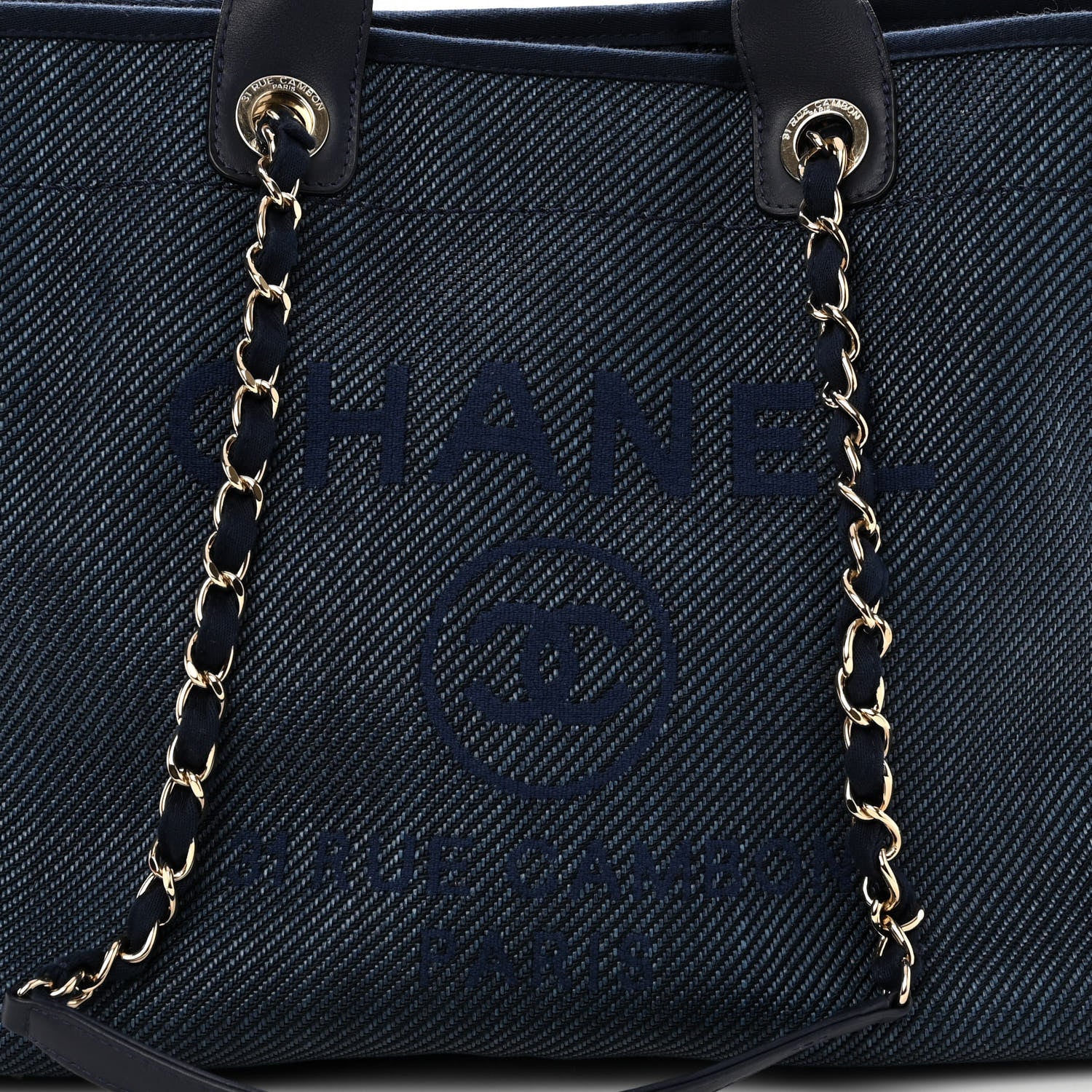 Chanel Denim Medium Deauville Tote Dark Blue 7 of 9
