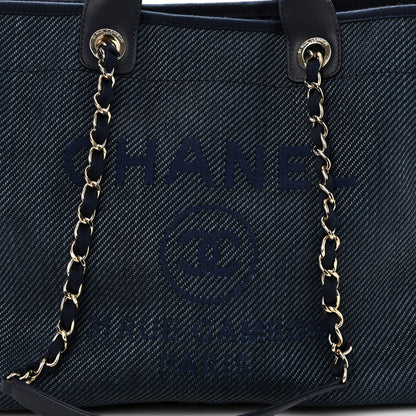 Chanel Denim Medium Deauville Tote Dark Blue 7 of 9