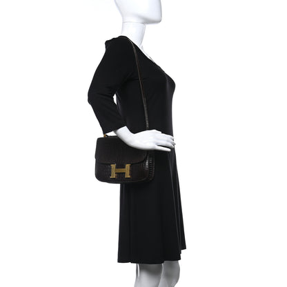 Hermes Shiny Porosus Crocodile Constance 23 Chocolate 2 of 31