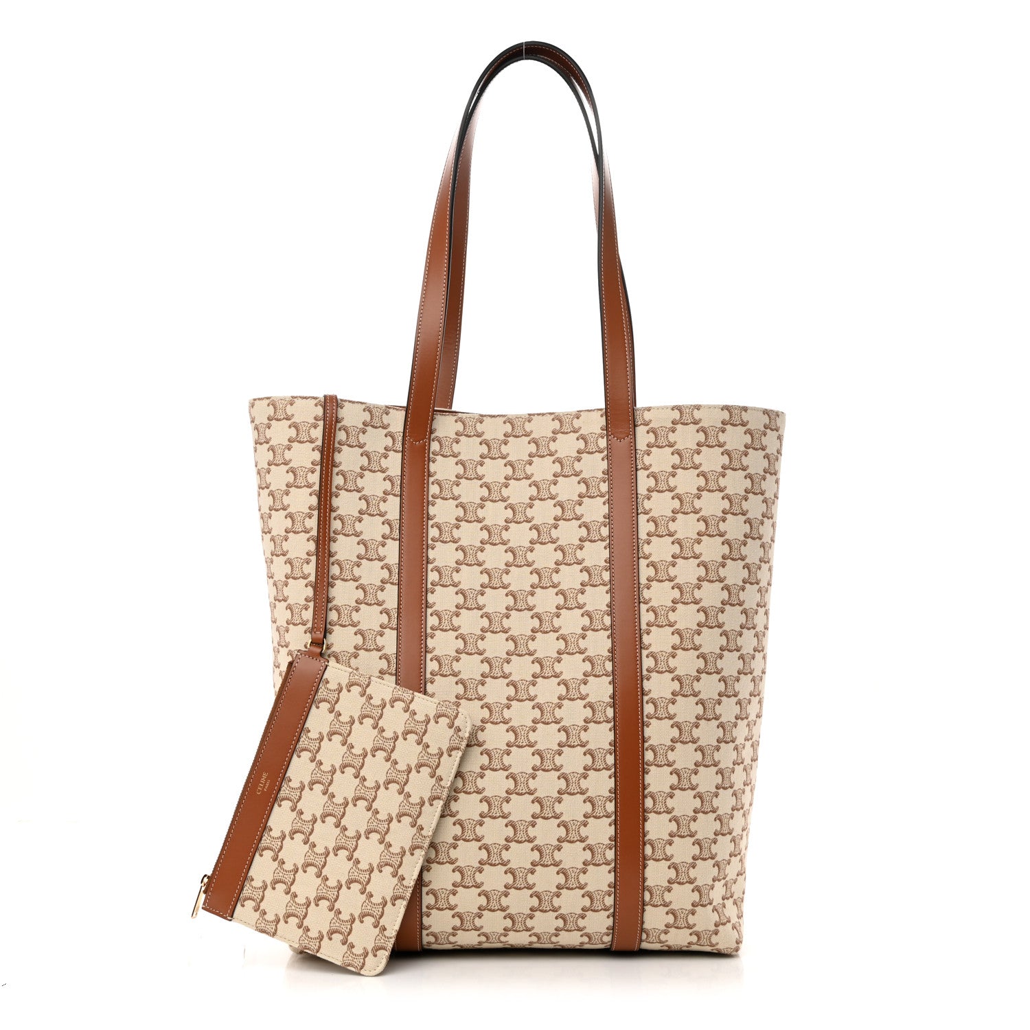 Celine Triomphe Canvas Calfskin Museum Bag White 1 of 12