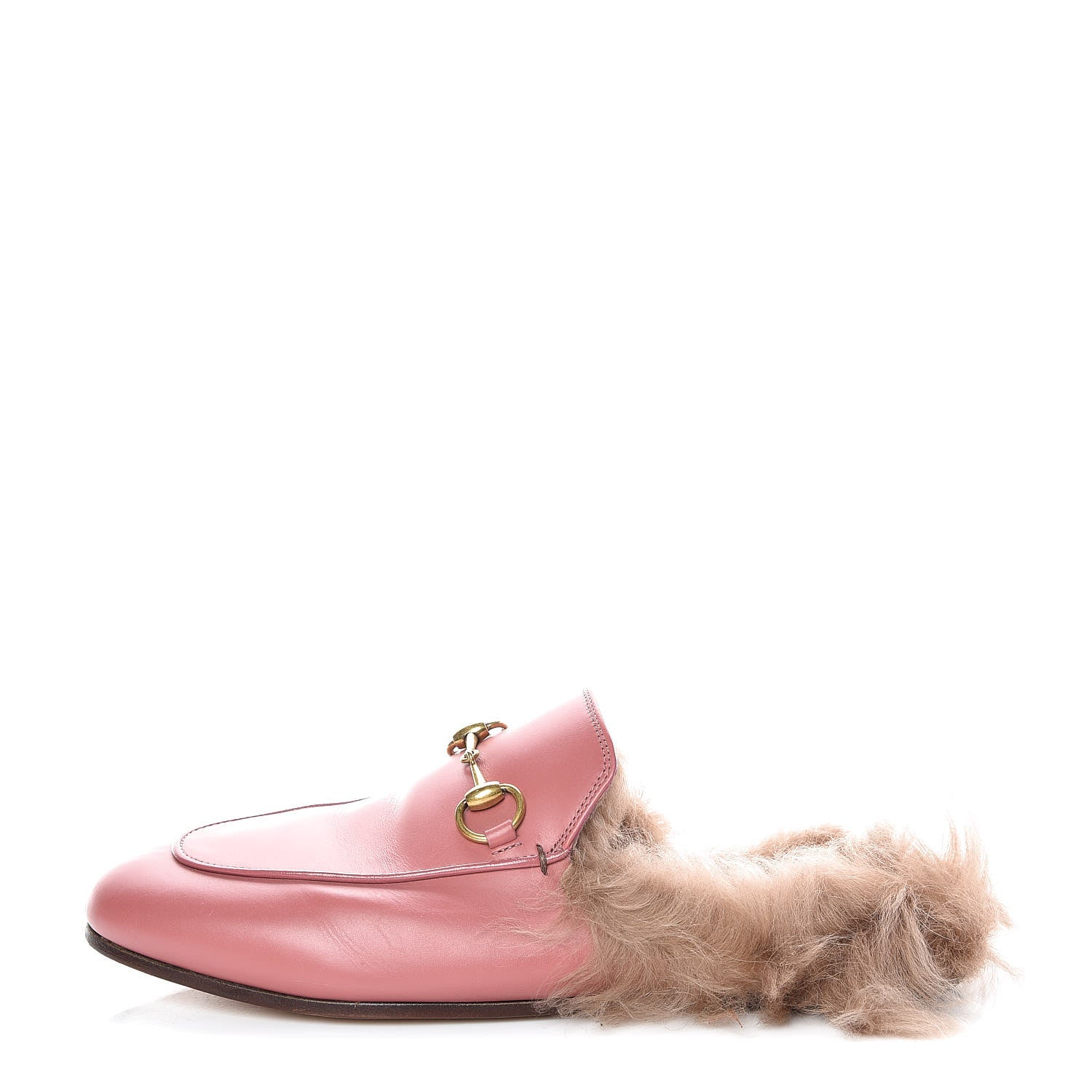 Gucci Calfskin Fur Womens Princetown Slippers 36.5 Lipstick Rose Natural 1 of 18