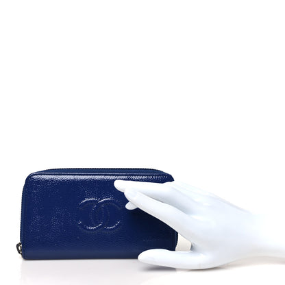 Chanel Patent Caviar Timeless CC Small Gusset Zip Around Wallet  Blue 2 of 9