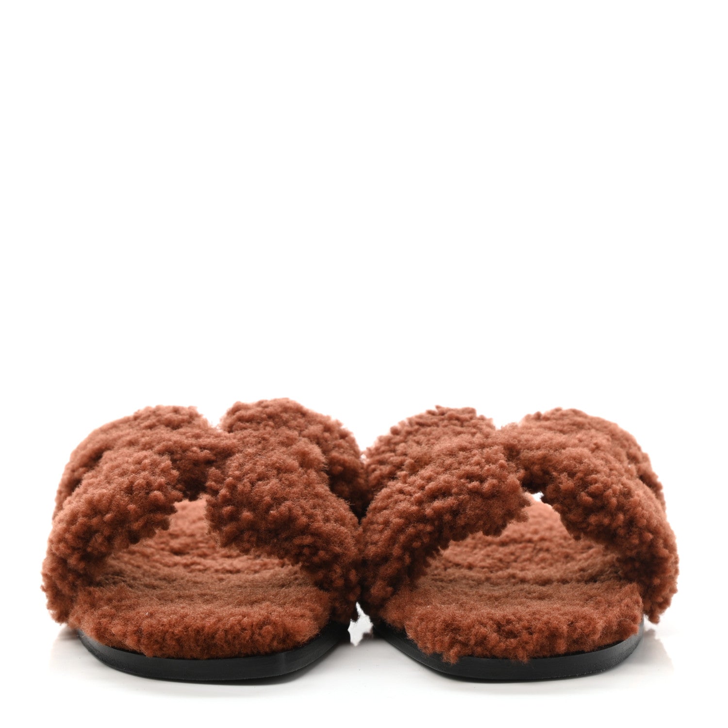 Hermes Woolskin Oran Sandals 39 Cognac 2 of 8