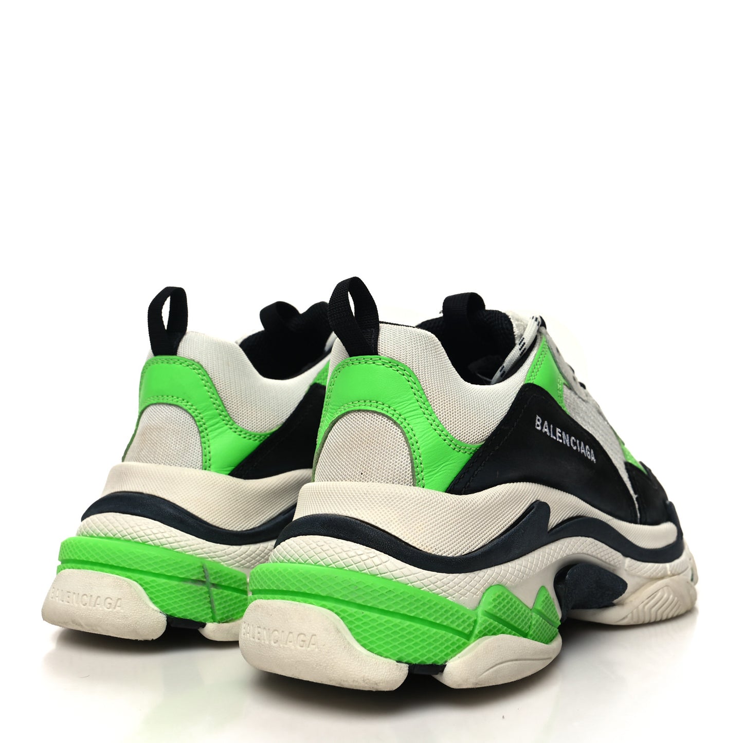 Fabric Mesh Triple S Sneakers 42 White Green Fluo Black