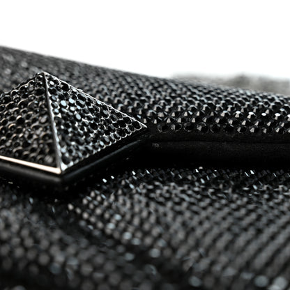 Valentino Garavani Crystal Suede Embellished Small One Stud Clutch With Chain Black 10 of 10