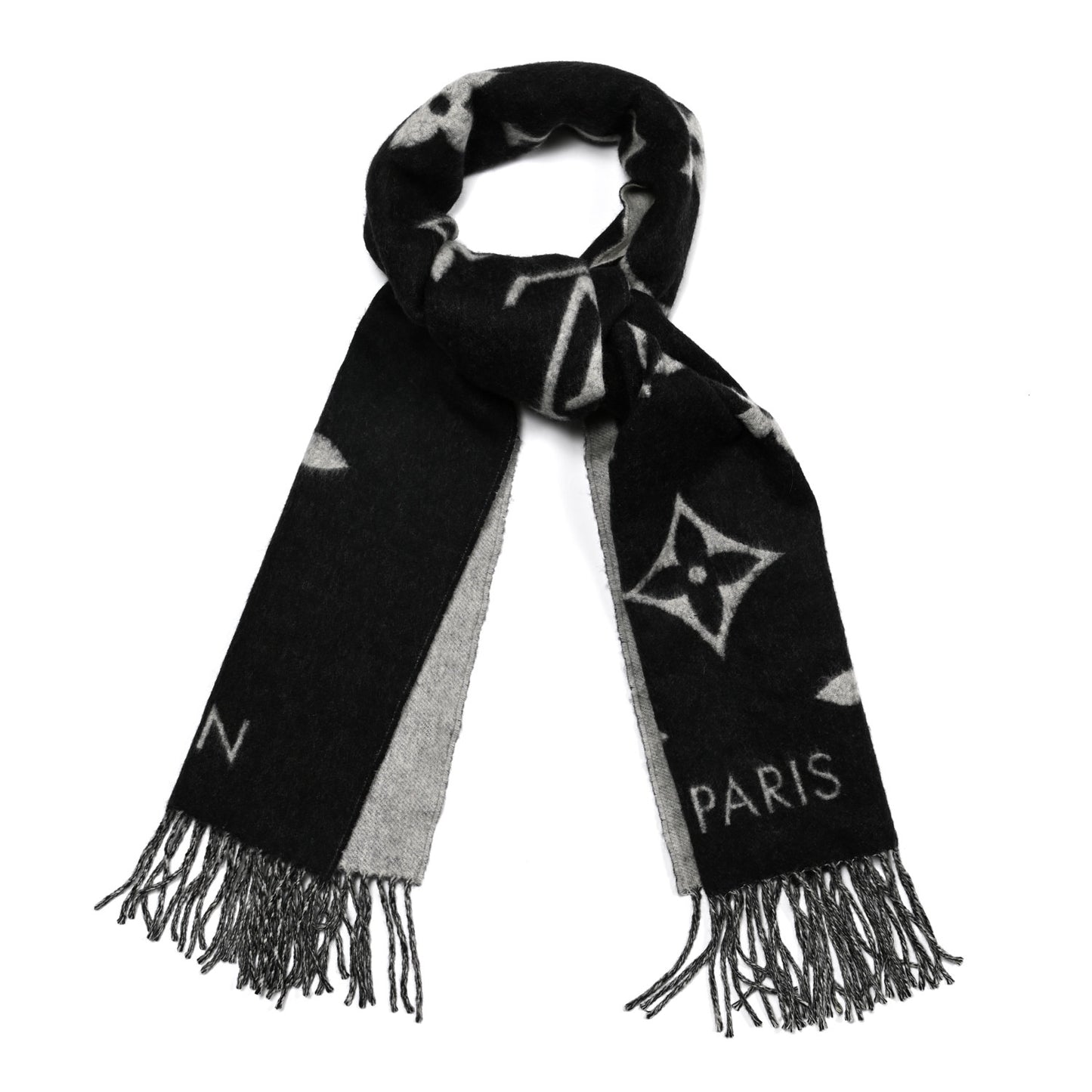 Cashmere Monogram Reykjavik Scarf Black