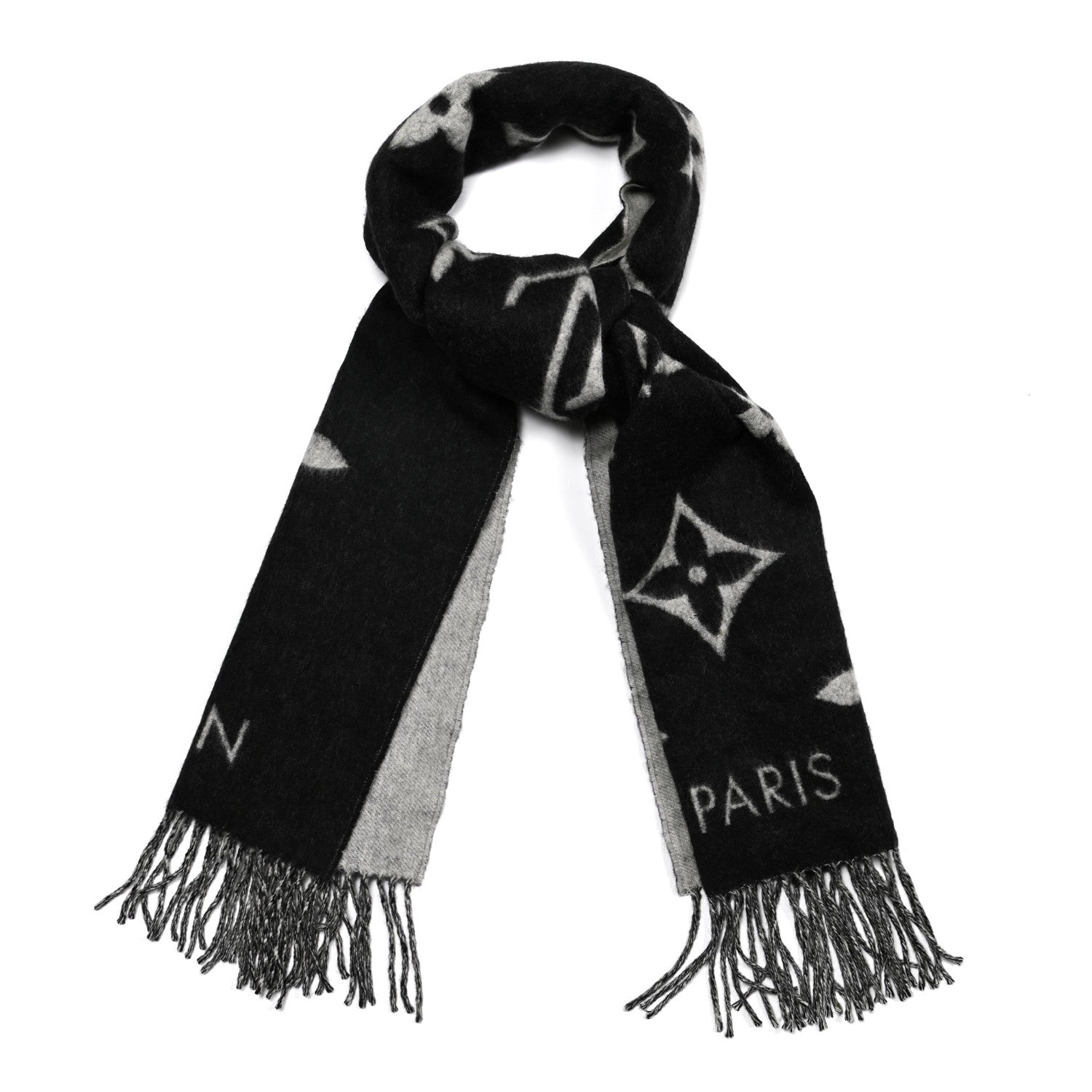 Louis Vuitton Cashmere Monogram Reykjavik Scarf Black 1 of 4