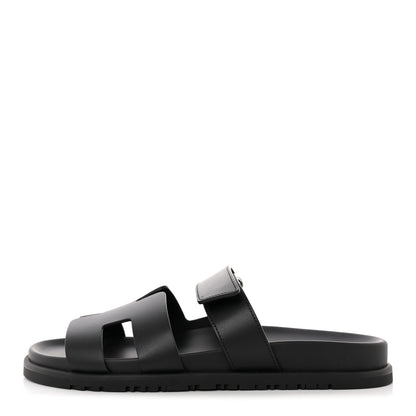 Hermes Calfskin Womens Chypre Sandals 40 Black 1 of 9