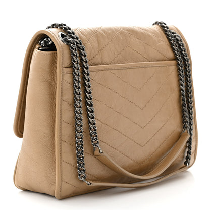 Saint Laurent Crinkled Calfskin Matelasse Monogram Large Niki Chain Satchel Dark Toffee 3 of 10