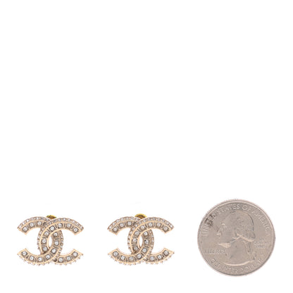 Chanel Crystal Timeless CC Earrings Light Gold 2 of 5