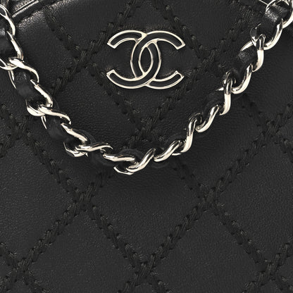 Chanel Lambskin Stitch Round Clutch With Chain Black 8 of 10