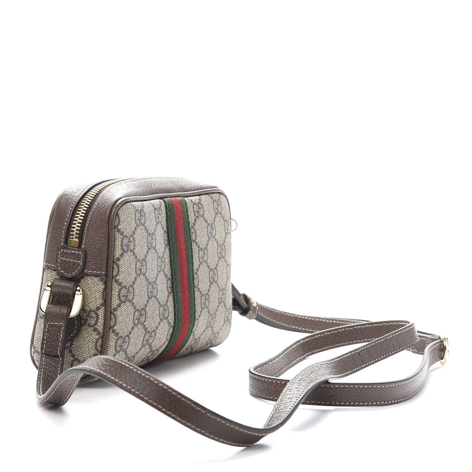 Gucci GG Supreme Monogram Web Mini Ophidia Shoulder Bag Brown 3 of 11