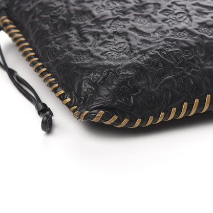 Chanel Calfskin Camellia Embossed Drawstring Shoulder Bag Black 8 of 10