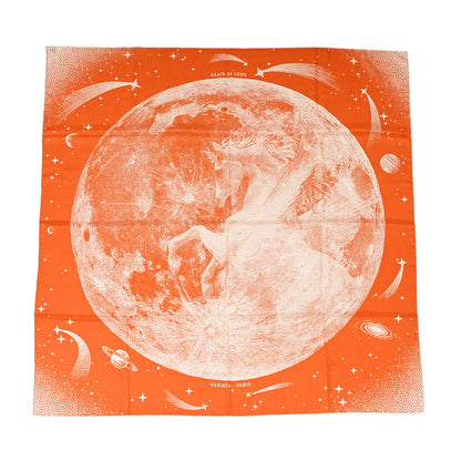 Hermes Silk Cashmere Clair De Lune Shawl 140 Orange Cuit Naturel 1 of 6