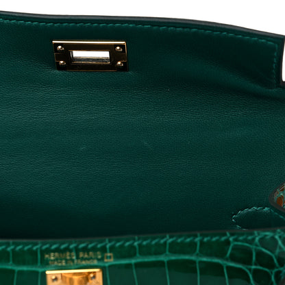Hermes Shiny Alligator Mini Kelly Sellier 20 Vert Emeraude 10 of 11
