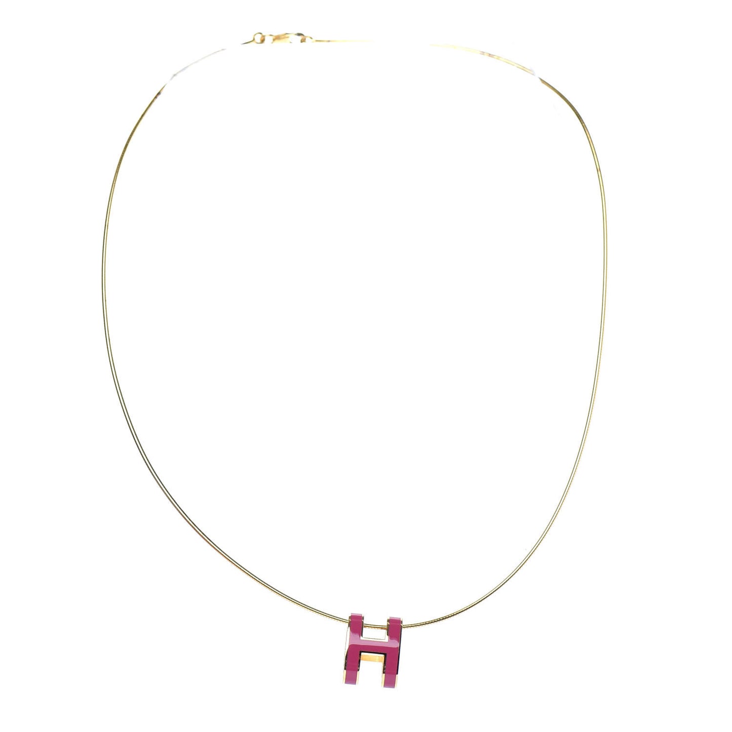 Lacquered Gold Pop H Pendant Necklace Rose Indien