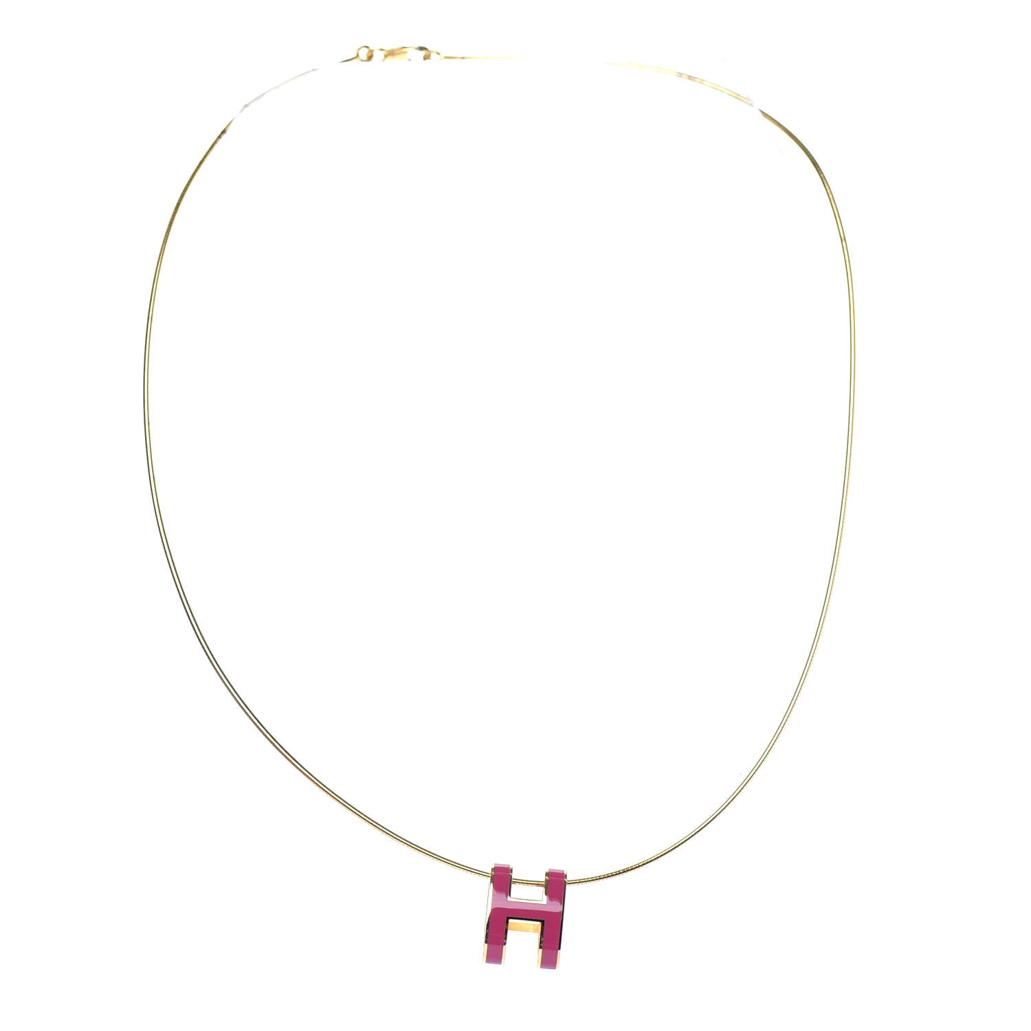 Hermes Lacquered Gold Pop H Pendant Necklace Rose Indien 3 of 5