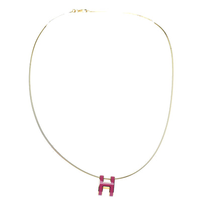 Hermes Lacquered Gold Pop H Pendant Necklace Rose Indien 3 of 5