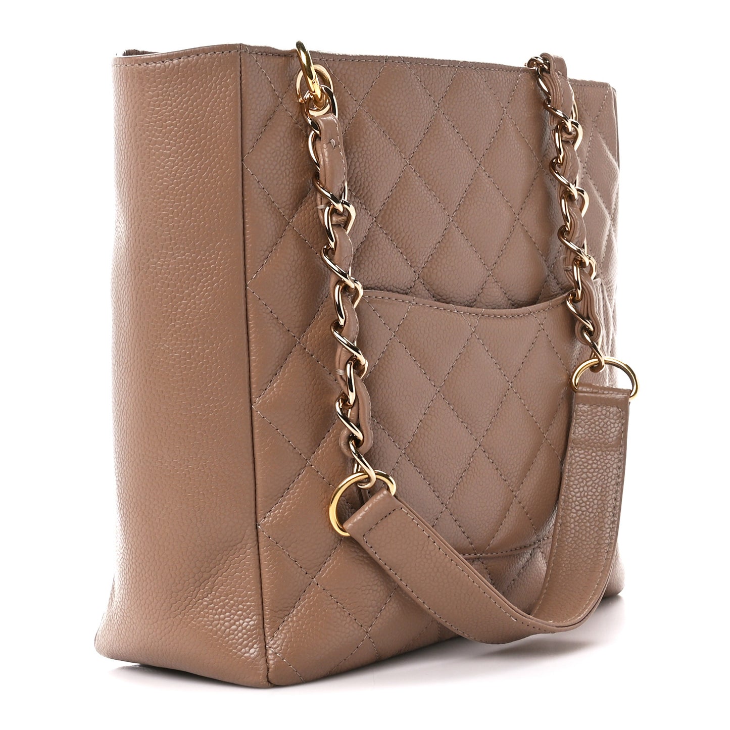 Caviar Quilted Petit Shopping Tote PST Beige