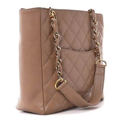 Chanel Caviar Quilted Petit Shopping Tote PST Beige 3 of 13